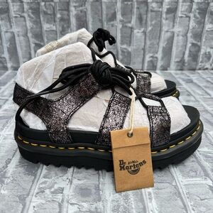 NEW Dr Martens Nartilla Sandals Women's US 7 EU 37 Gunmetal Gladiator Shoes NIB